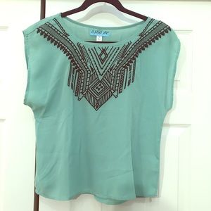 Mint greens and black detailed top- size M